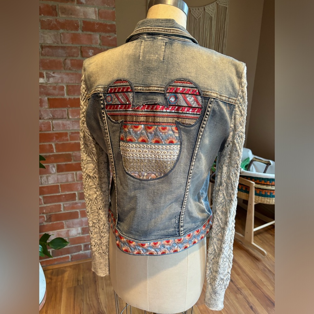 Desigual + Disney Mickey Mouse Denim Jacket - EUC Women’s Size 42/USA 8.